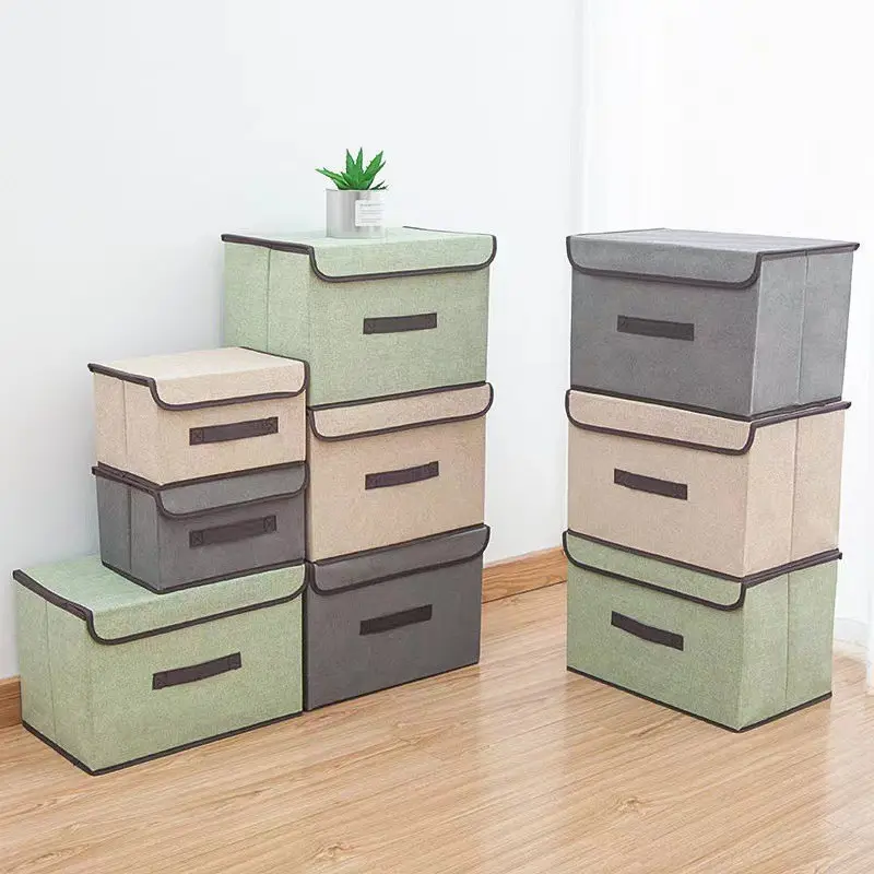 Korean Foldable Wardrobe Linen Cloth Storage Box Clothes Basket Kotak Simpanan