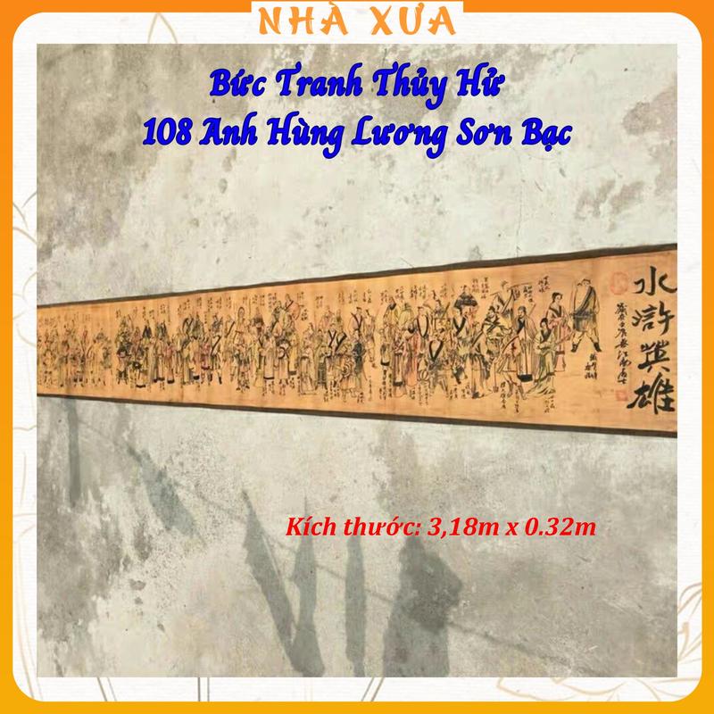 Tranh Thủy Hử - 108 Anh Hùng Lương Sơn Bạc Chất Liệu Chỉ Xuyên Lụa Bồi Xưa Decor Decor Phòng Phòng Khách Trang Trí Nhà Trang Trí