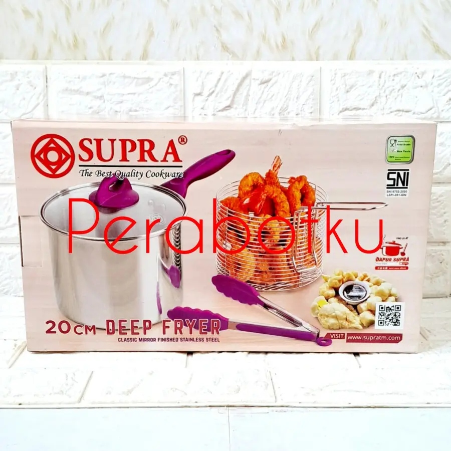 Deep Fryer 20 cm Supra / Panci Penggorengan Perebus Kentang + Saringan Stainless Steel Tebal