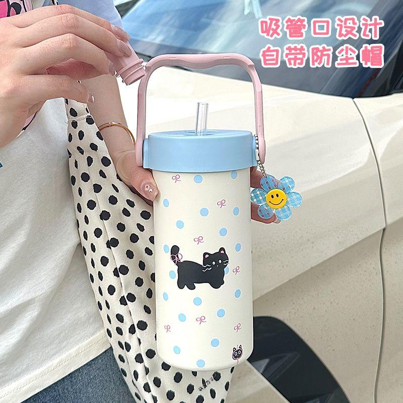 Cốc Cách Nhiệt, Dành Cho Bé Gái, Ưa Nhìn, Dung Tích Lớn, Có Ống Hút, Bảo Vệ Đá Mùa Hè, Hàng Mới Về 2024, Được Làm Bằng Thép Không Gỉ 316 0