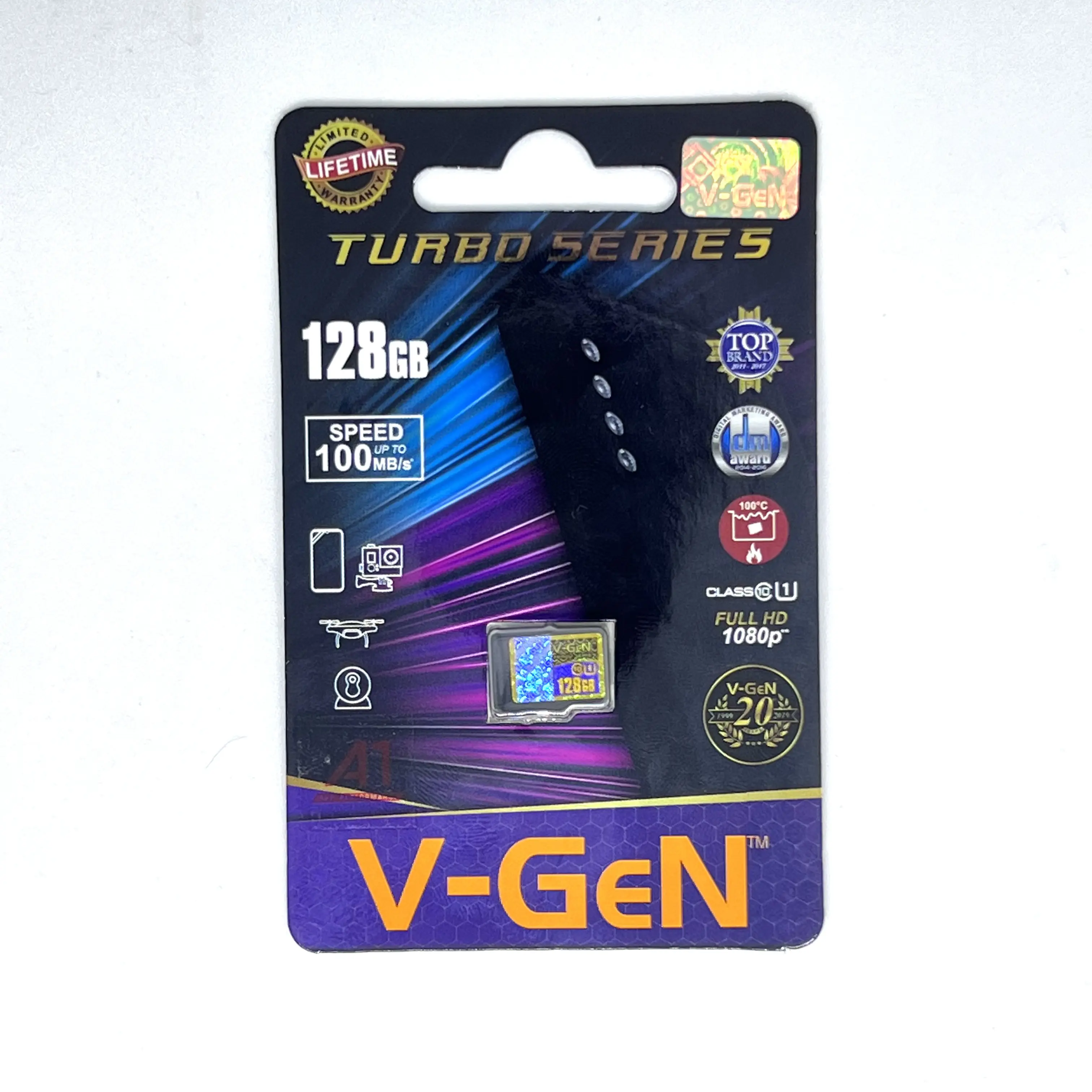 Micro SD V-GeN 128GB Class 10 TURBO 100MB/s - Non Adaptor Memory Card Otg