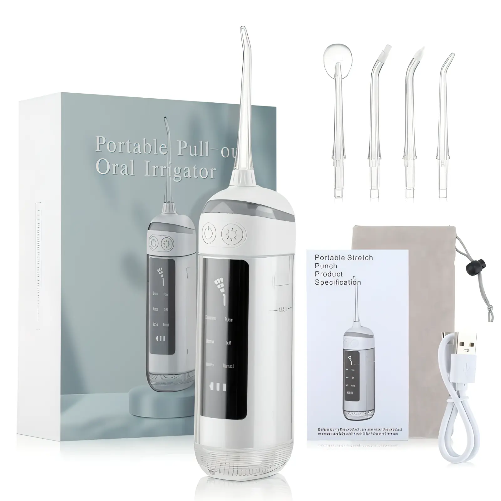Dental Water Flosser Oral Irrigator 180ML Digital Screen Noise Reduction Waterproof 6-speed Adjustment Teeth Whitening