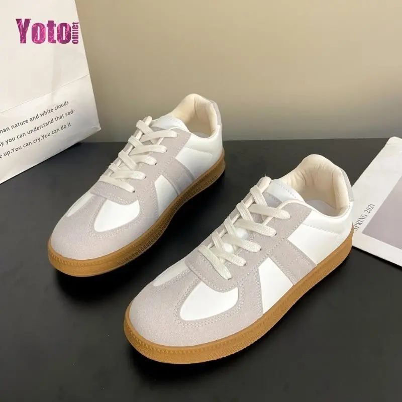 YOTO  Rubber Sneakers Casual Low Top Leather Upper and Suede Overlays Trainers - Training