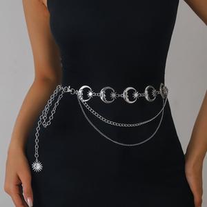 ห่วงโซ่เอว, จี้รูปดาวพระจันทร์, สำหรับผู้หญิง, สไตล์ยุโรปและอเมริกา, ฮิปฮอปและย้อนยุค, ทำจากโลหะ, แฟชั่น, สาวฮอต, ห่วงโซ่ร่างกาย, ห่วงโซ่เข็มขัด