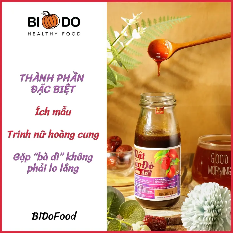 Mật Táo Đỏ Ích Mẫu 250ml Tâm An - Bí Đỏ Food - Điều Hòa Thanh Nhiệt An Tâm "Ngày Ấy" Không Caffeine  dành cho người ăn chay táo  đỏ mật  táo 5