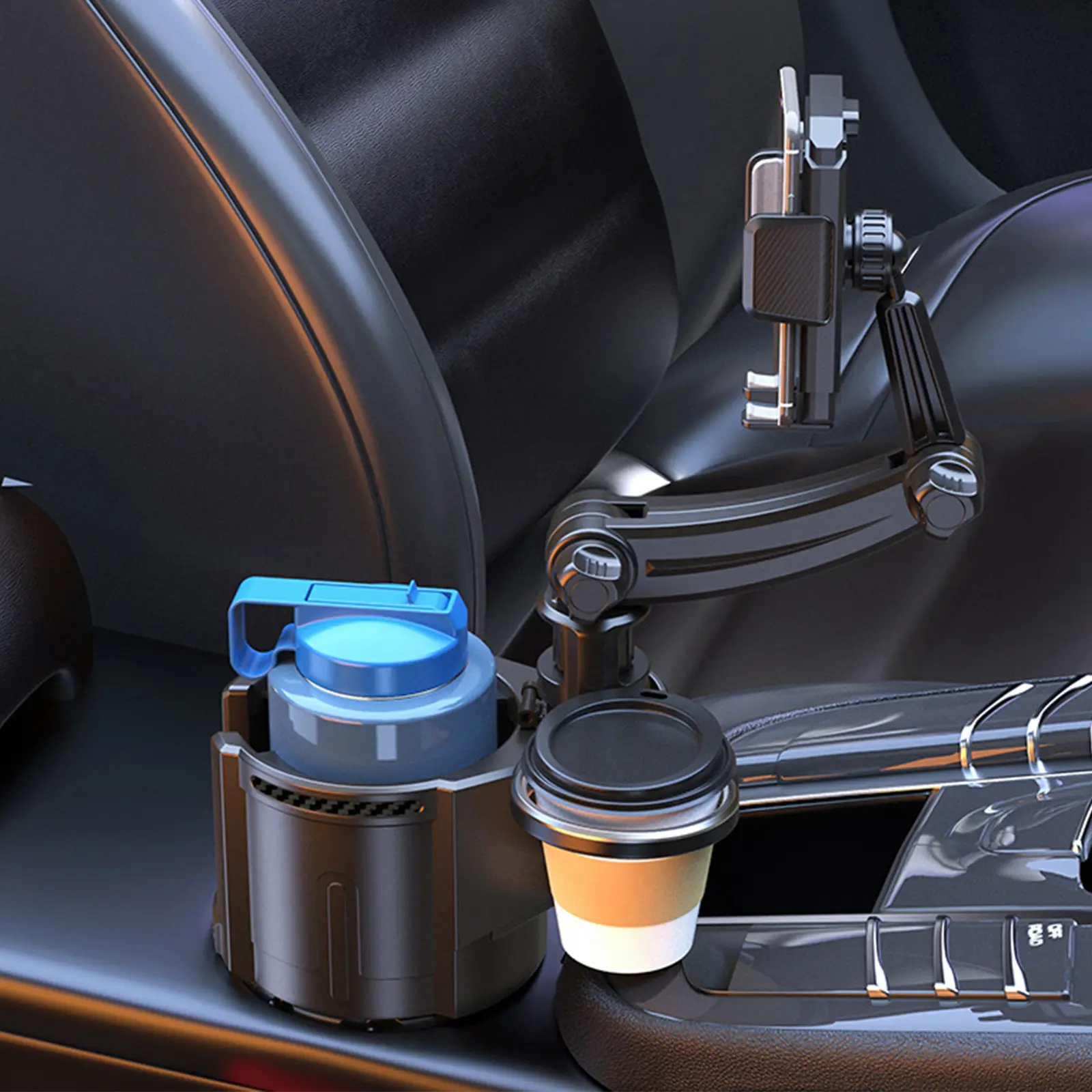 Car Phone Holder Cup Holder   360° Rotation Car Cup Holder Phone Mount   Cell Phone Holder For Car  Car Cell Phone Holder  Cup Holder Expander  Versatile 2 in 1 Design For Most Smartphones