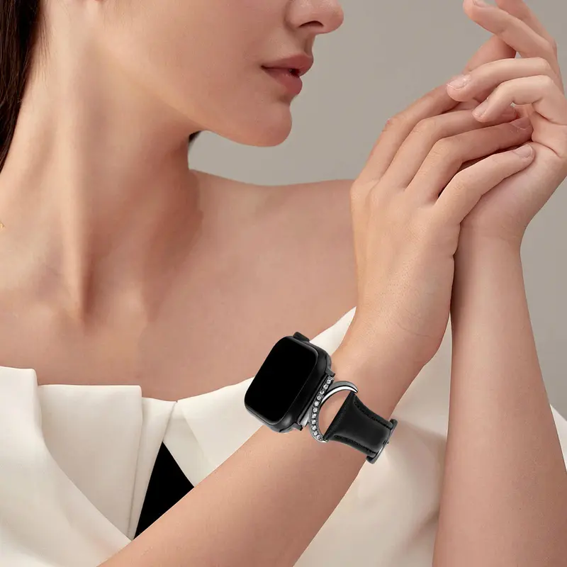 Fashionable Faux Leather Watch Band (Band Only), 1 Count C-shaped Buckle Watch Band for Apple Watch Series 10/9/SE/8/7/6/5/4/3/2/1, Smart Watch Accessories, Wearable, Smartwatch Strap 8