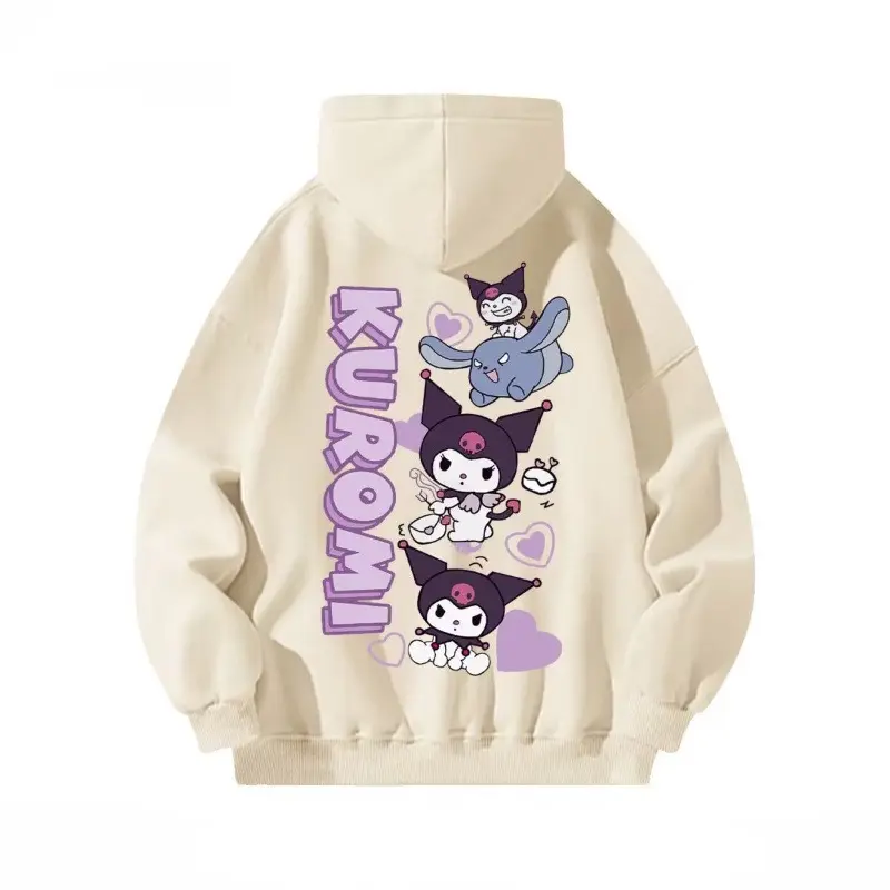Cute Kuromi Oversized Printed Women's Hooded Sweatshirt Casual Loose Versatile Long Sleeved Hoodie