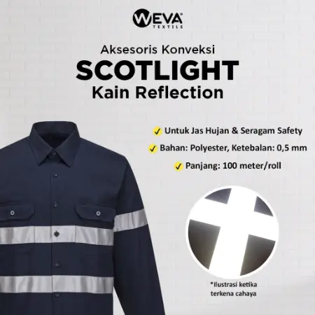 METERAN Scotlite Kain Reflective Pita Skotlet Untuk Jaket Jas Hujan dan Seragam Safety 4