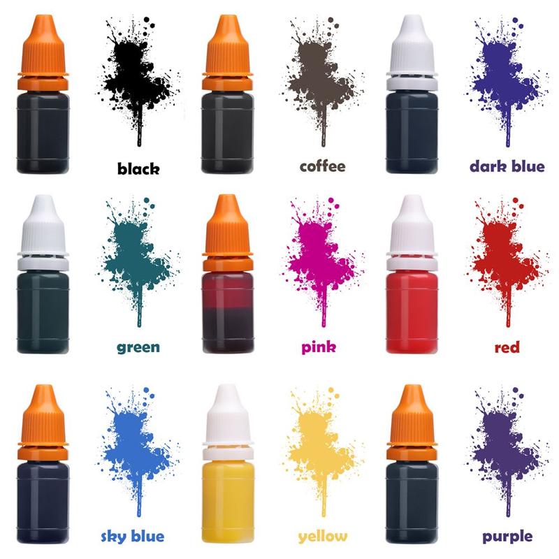 Product Introduction of 8ml 9 Color Hot Useful Inkpad Oil DIY craft Flash Refill Ink Photosensitive Seal Stamping Machine Scrapbooking 14
