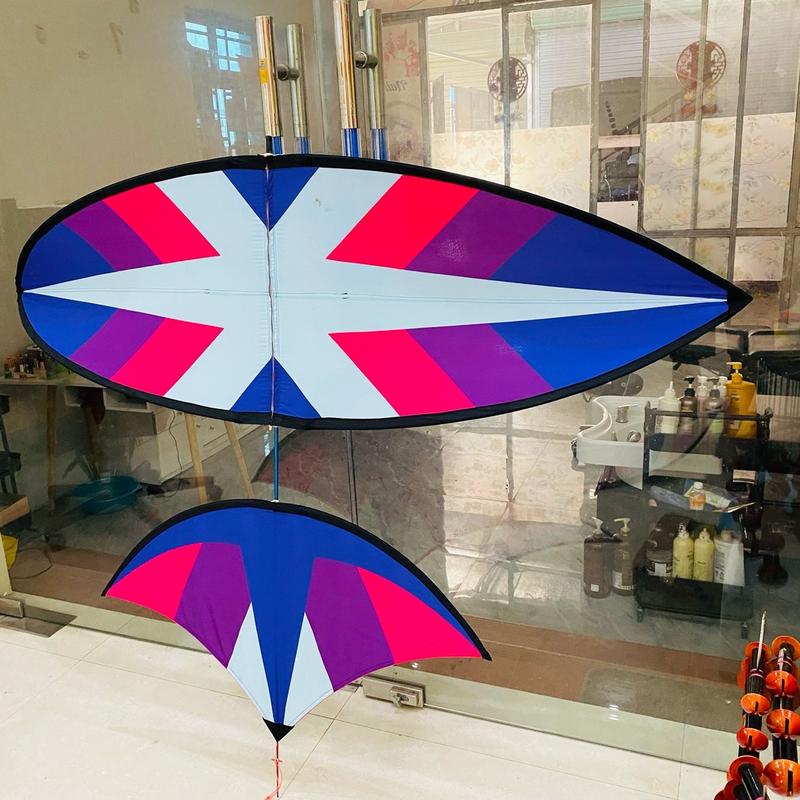 Diều cabon xương cá tím 2m khung thẳng phun cabon vải in nhiệt