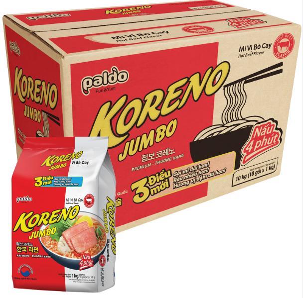 1 THÙNG Mì KORENO JUMBO 10 Bịch 100 Gói Cay Miến
