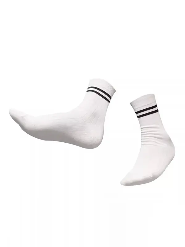 Men's 6 Pairs Colorblock Striped Print Crew Socks, Casual Comfortable Breathable Mid-calf Socks for Daily Wear, Menswear Socks for Men 5
