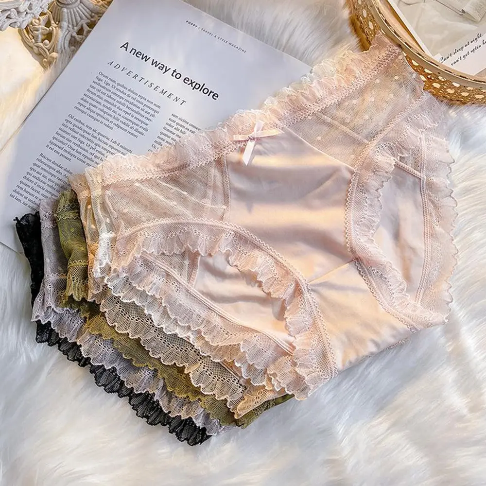 Sexy Large Size Briefs Ultra-thin Women's Panties Lace Panty Breathable Seamless
