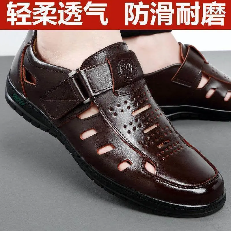Giày Da Nam Chính Hãng Giày Da Ưu Đãi Đặc Biệt Xăng Đan Da Khoét Lỗ Giày Coros Thoáng Khí Dễ Phối Đồ Giày Cho Bố Công Sở Trung Người Già Và Cao Tuổi Shoes Đế Bằng 2