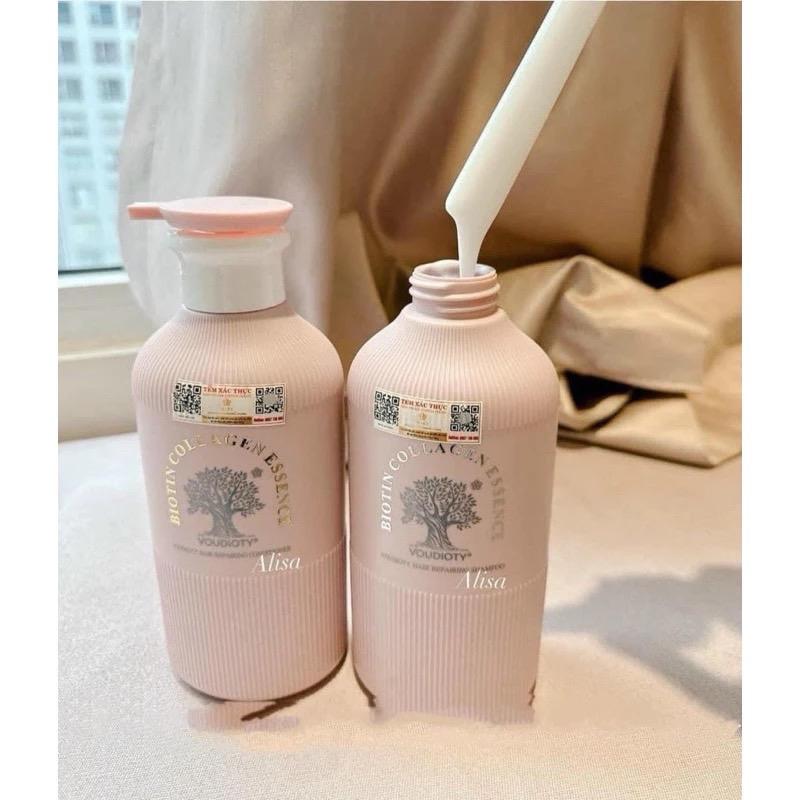 ￼Cặp Dầu Gội Xả B.i.o.t.i.n Collagen Essence Hồng 500ml Hương Nước Hoa, Phục Hồi, Mềm Mượt Tóc