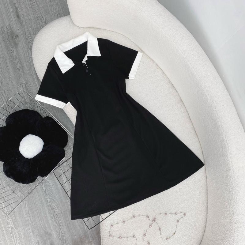Đầm polo bigsize gân tăm nỉ dày dặn co giản tốt cho nữ chupby (60-95kg) g228 1