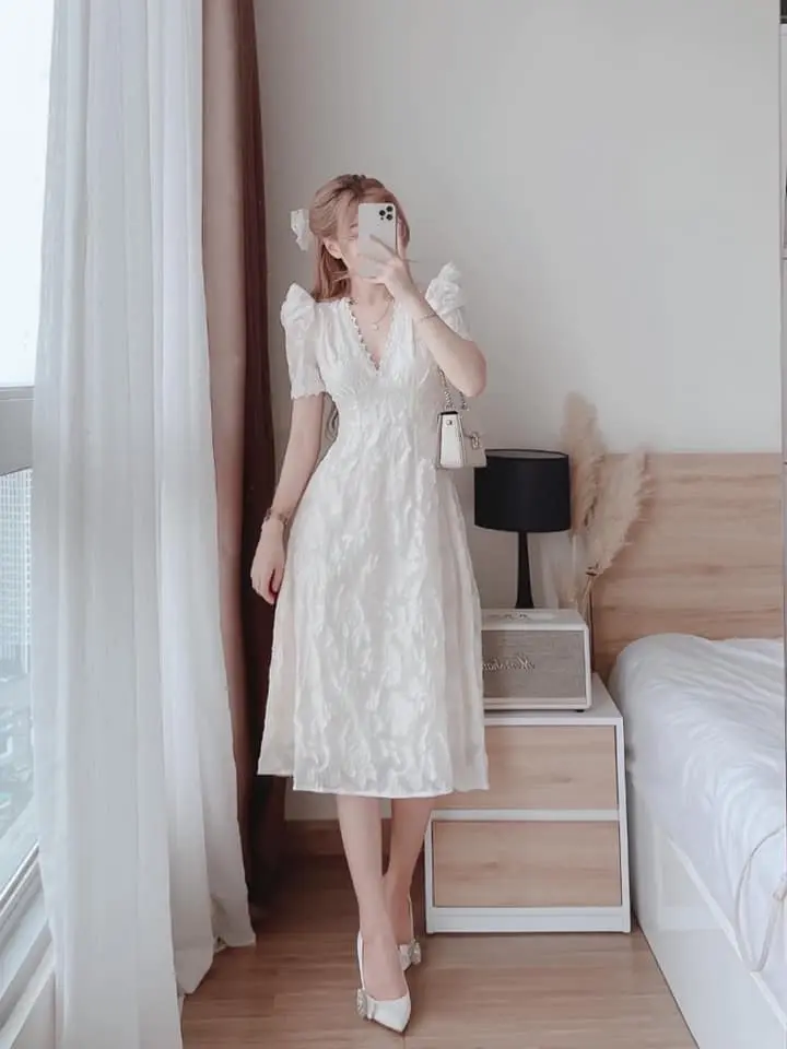 ĐẦM DỰ TIỆC REN NẸP VIỀN 2 MÀU SIÊU SANG Kem Nữ Women Dress Trắng đỏ missavenue m đỏ và hồng váy dự tiệc vay  mactet