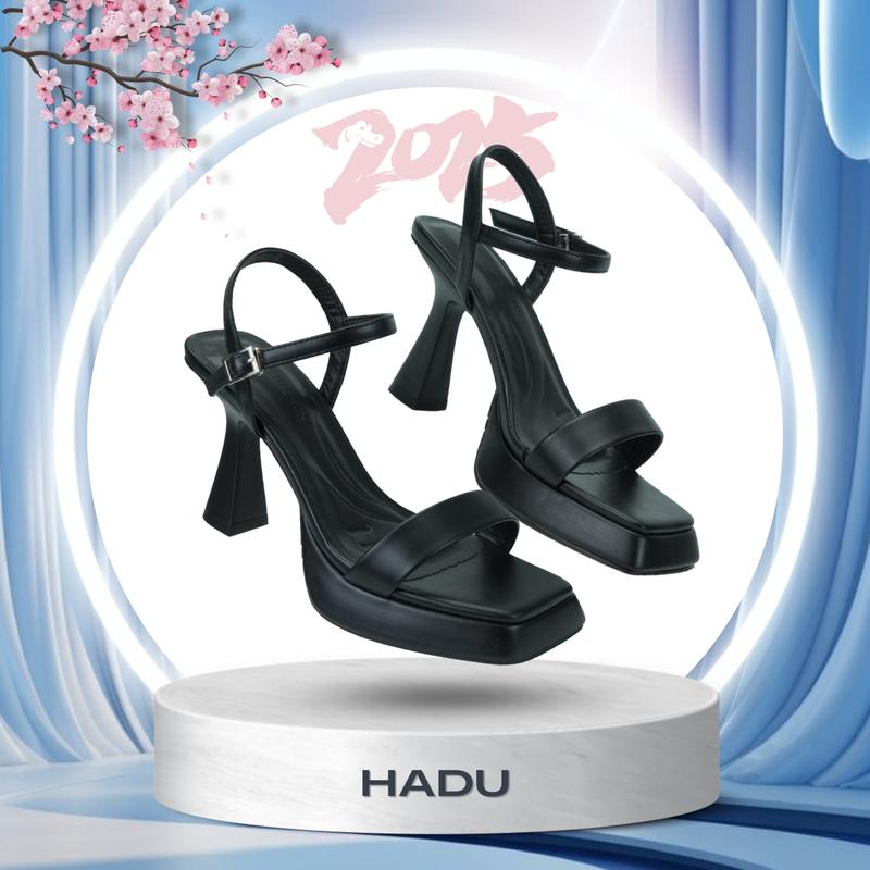 Giày Cao Gót Nữ Đế Vuông 9P Quai Ngang Đúp Trước 3P VENESSA HADU M967 Da PU Cao Cấp BH 24T Sandal Women Shoes