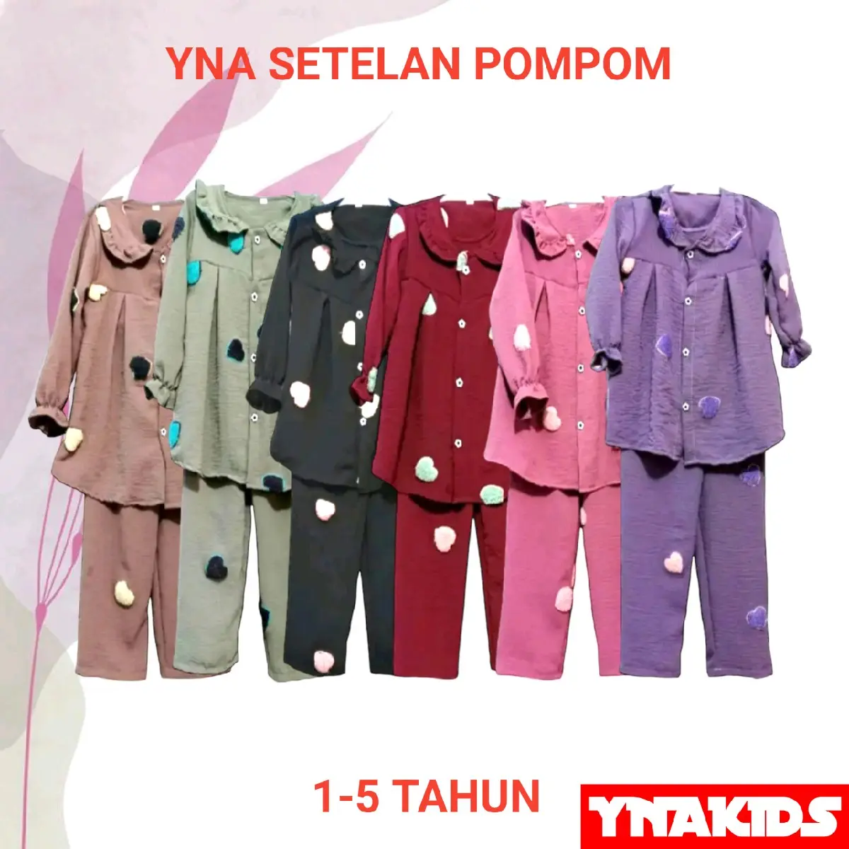 CRINKLE POM POM SET 1-5TH SETELAN CRINGKLE POM POM ANAK Katun Katun Katun