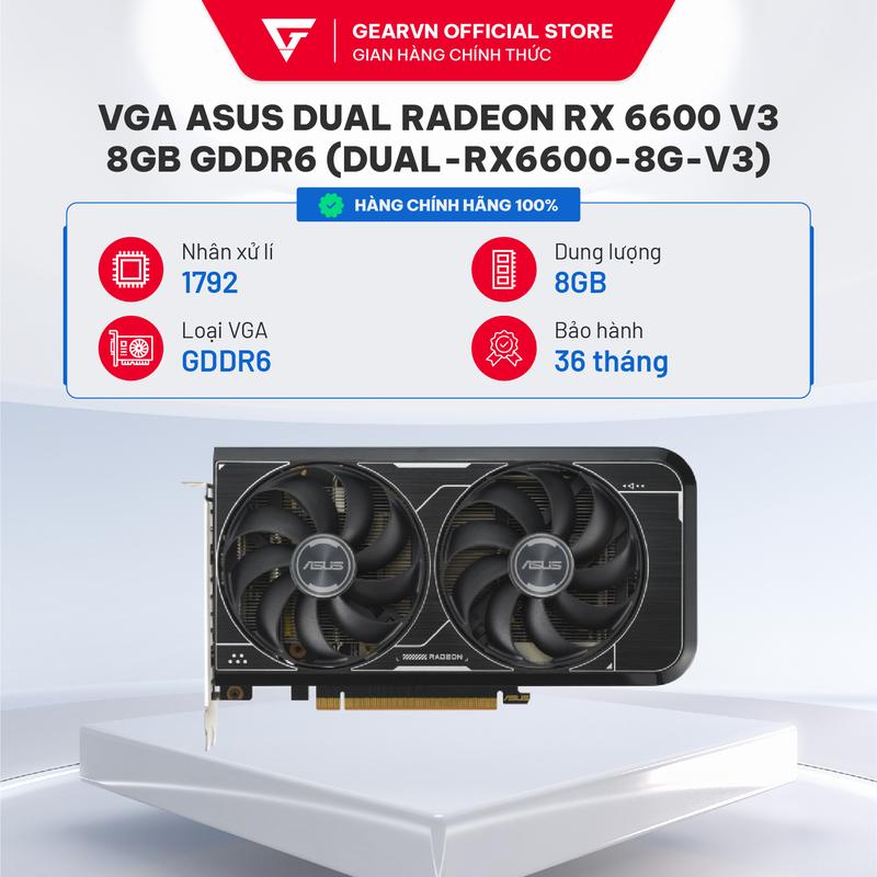  Card màn hình ASUS Dual Radeon RX 6600 V3 8GB GDDR6  DUAL-RX6600-8G-V3  