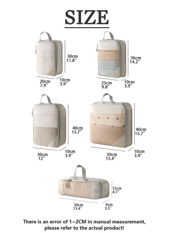 Product Introduction of Ready stock 5 in 1 set compression travel organizer bag set luggage expansion bag packing cubes suitcase storage pouch travel clothes storage bag 18
