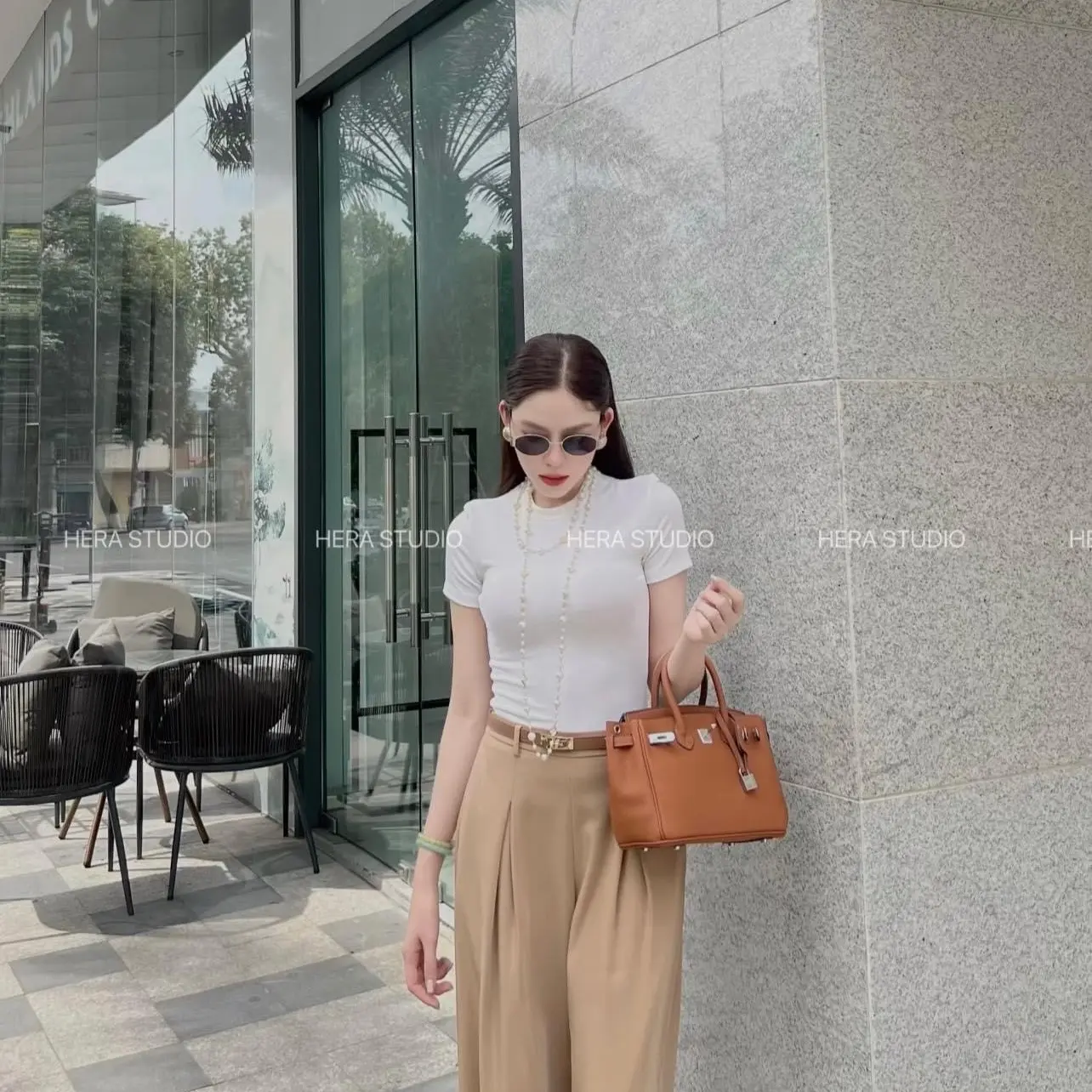 [ GIÁ SIÊU TỐT] Quần tây ChouChou nữ lưng cao ống rộng dập ly phom suông Ong Pants