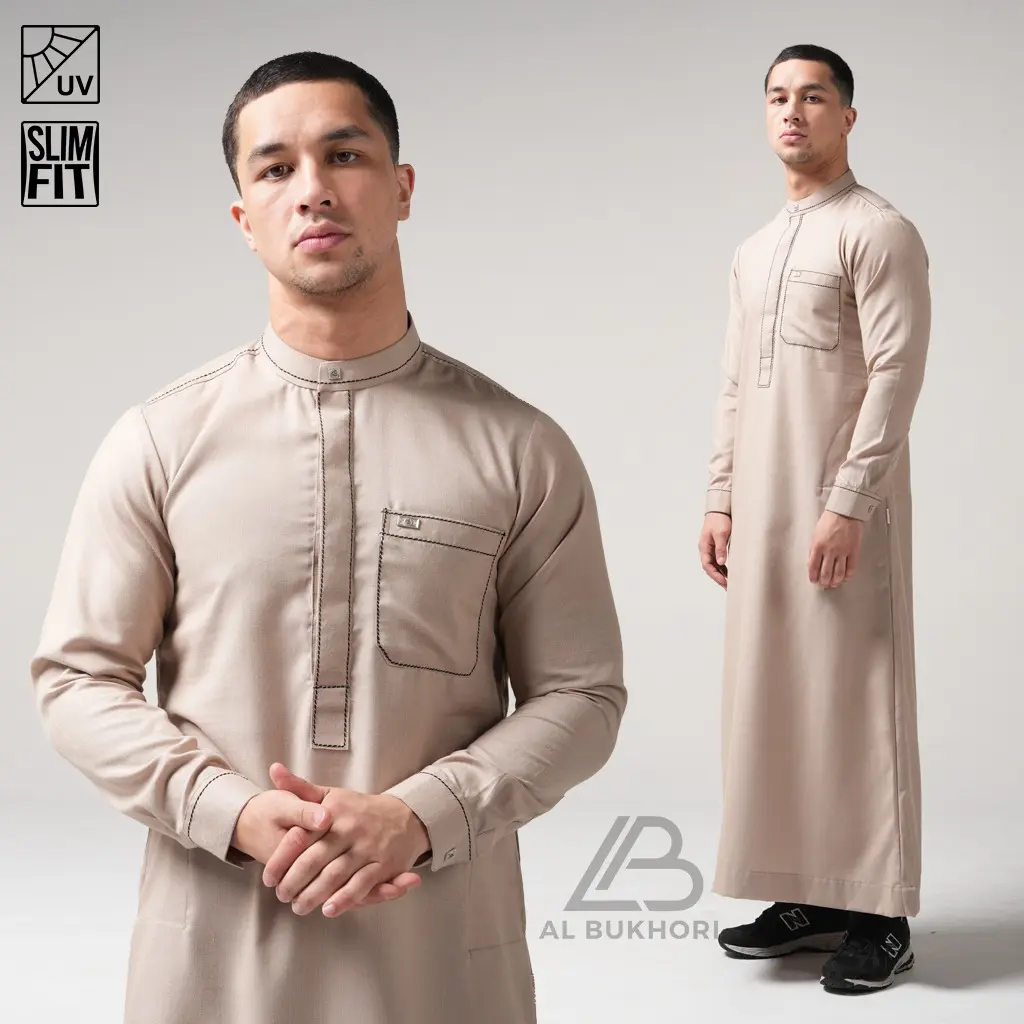 Al Bukhori - Anti UV Jubah Gamis Thobe Slimfit Pria Dewasa Premium Lengan Panjang - Jubah Suhail