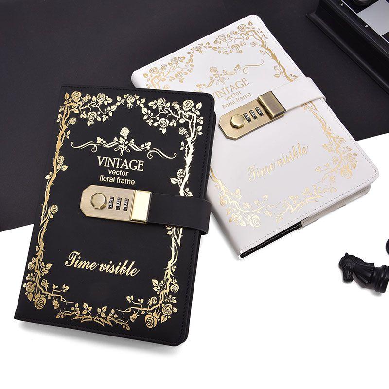Sổ tay bảo vệ mật khẩu cổ điển Sổ nhật ký dễ thương cho học sinh có khóa Sổ tay dày Sổ tay Sổ tay Văn phòng phẩm 0