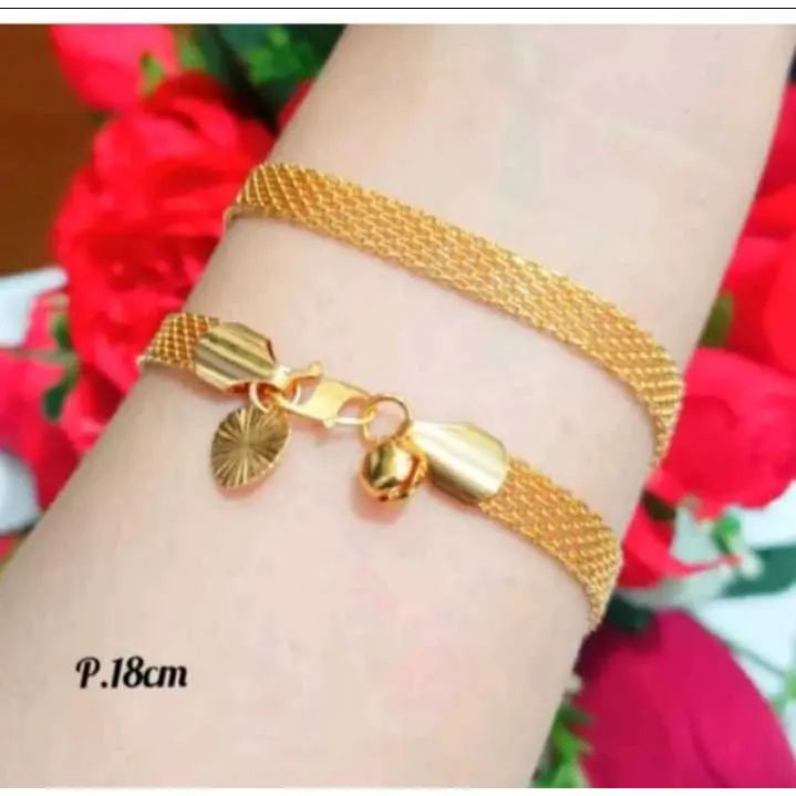 GELANG TANGAN TITANIUM ANTI KARAT MOTIF NORI IMPORT BERLAPIS EMAS GOLD TIDAK MUDAH LUNTUR COD 4