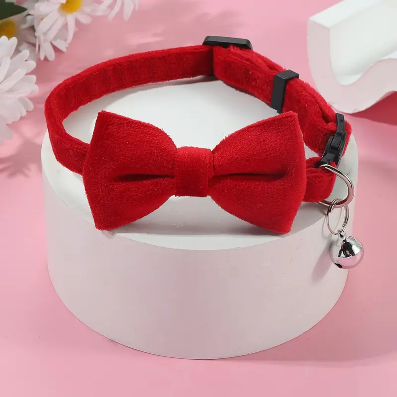 Cute Bowknot Design Pet Collar, 6 Counts/set Adjustable Pet Collar with Bell, Pet Accessories for Small Dogs & Cats, Pet Decorative Neckband 3