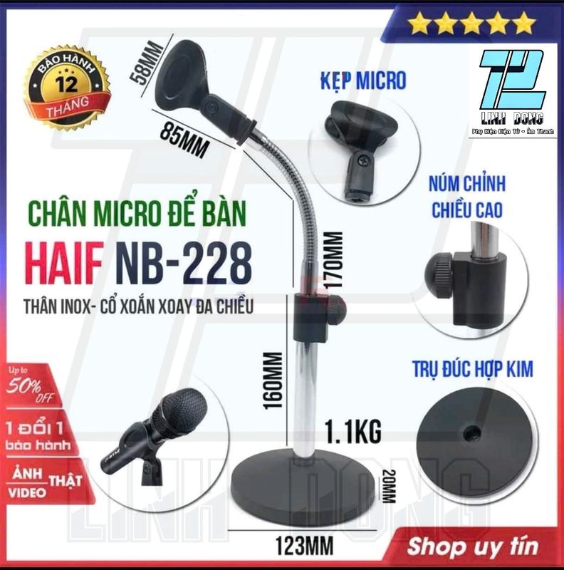 - Chân Micro để bàn chính hãng HAIF NB 228 - Chân Micro để bàn inox ( xoay uốn tùy ý ) 6