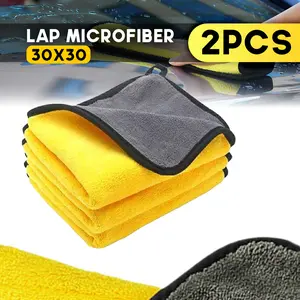 2 PCS Kain Lap Microfiber Lap Lembut 2 Sisi Halus 30x30 - Kain Lap Microfiber Lembut Tebal Anti Lecet - Lap Microfiber Motor Mobil Tidak Lecet - Lap Serbaguna Piring Mangkok Menyerap Air Tahan Lama Dapat digunakan kembali Bisa Dicuci Pembersih Cleaning
