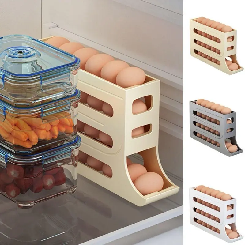 Khay Trứng 4 Tầng Lăn Tự Động - Khay Đựng Trứng Tủ Lạnh Thông Minh Tự Lăn 6
