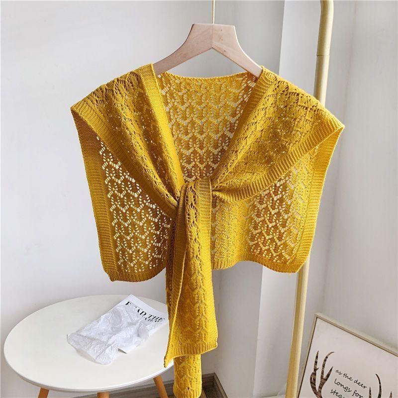 Khăn Choàng Cho Nữ, Thắt Nút Dệt Kim, Khoét Lỗ, Áo Mặc Bên Ngoài, Áo Sơ Mi, Áo Vest, Phong Cách Mùa Xuân Hè, Quấn Vai, Khăn Quàng Cổ Bọ Rùa Hợp Xu hướng 1