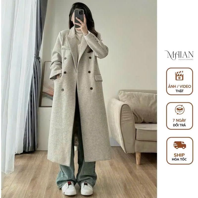 Áo khoác dạ nữ dáng dài Chakovet áo măng tô form rộng cổ bẻ dày dặn thích hợp mặc mùa đông siêu ấm áp dễ phối đồ A5045