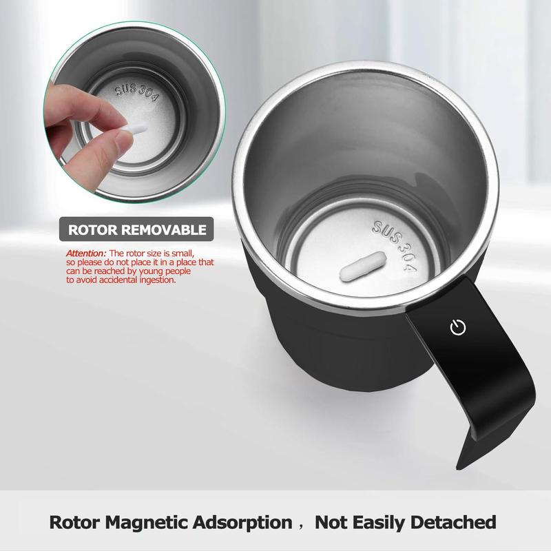 Rechargeable Magnetic Stirring Coffee Cup, 2 Counts Automatic Magnetic Stirring Coffee Cup with Lid, Household Kitchen Appliances for Home Office Use 2