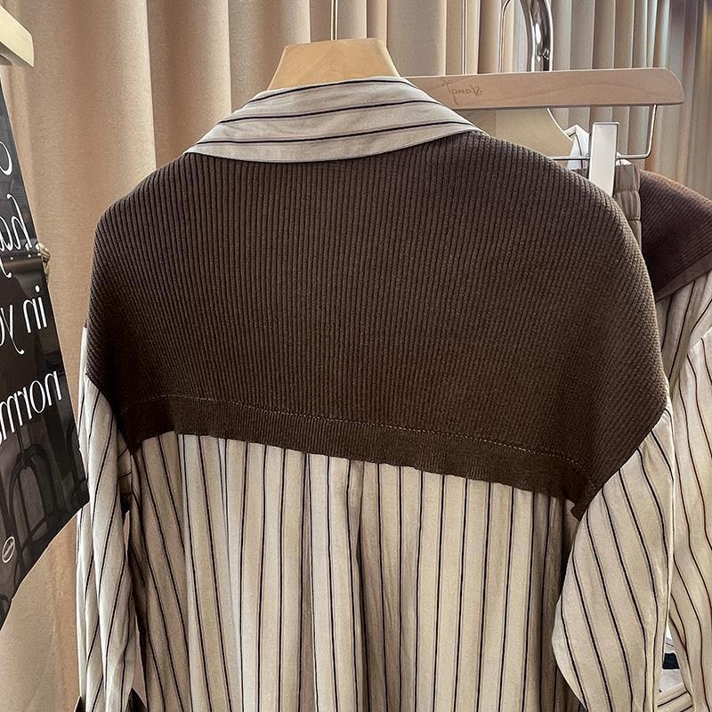 Product Introduction of Áo Sơ Mi Sọc Giả Hai Lớp, Khăn Choàng Mùa Thu OOTD, Áo Sơ Mi Nữ Dài Tay Phong Cách Pháp, Phong Cách Thường Ngày Độc Đáo Thiết Kế Đẹp, Thích Hợp Cho Mùa Xuân Và Mùa Thu 6