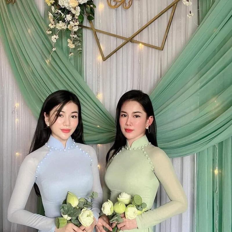 Áo dài truyền thống 4 tà thiết kế Đính cúc _ ANNA 2