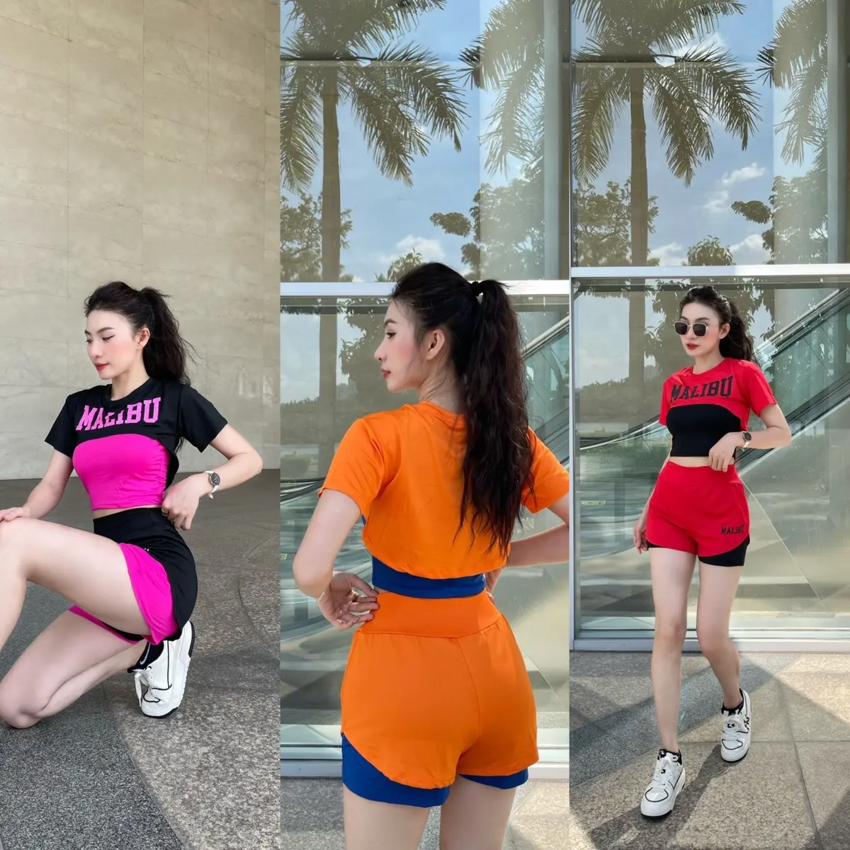 [bộ tập 3 chi tiết mới] tập gym,yoga,erobic zumba chất thun mềm mại mát Sport Tập Thể Dục Chạy Bộ Top