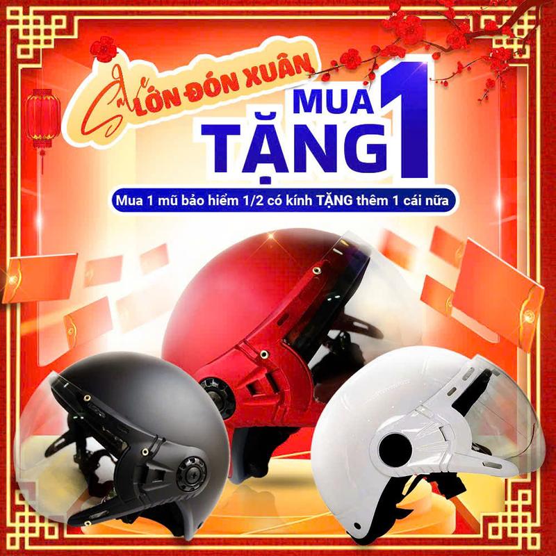 [Mua 1 hali kính Tặng 1 hali kính cùng loại] Mũ bảo hiểm nữa đầu có kính 16 màu Thời trang An Toàn Cao Cấp