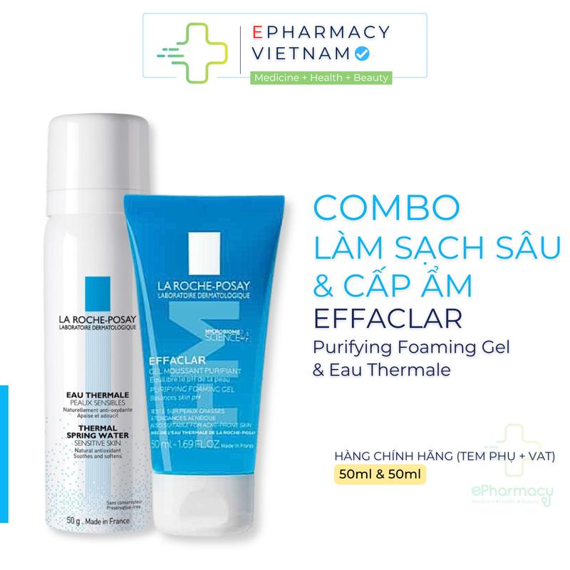 [COMBO] Gel Rửa Mặt LA ROCHE POSAY Effaclar Gel Moussant 50ml & Xịt Khoáng LRP Thermal Spring Water 50ml