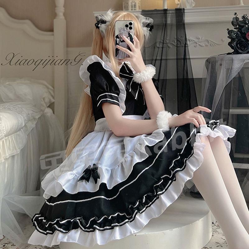Đồng Phục Khuôn Viên Cho Nam Và Nữ, Trang Phục Hầu Gái, Cos, Váy Công Chúa Lolita Nhật Bản Màu Đen Và Trắng, Deacon, Mèo Dễ Thương 2