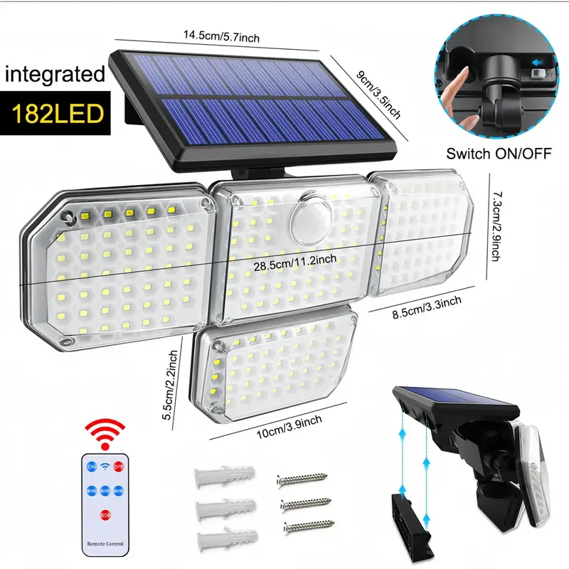 Solar Powered Outdoor Lights, Waterproof Wall Mounted LED Light, Exterior Wall Lamp for Garden Patio Yard Garage Decoration 1