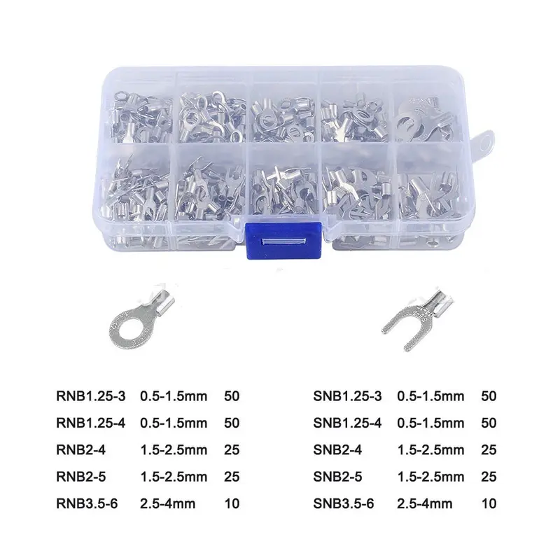 Hộp cos nhiều cỡ, thiết bị đầu cuối, kèm kìm xanh bấm cos, tuốt dây điện (100% đồng chất lượng cao) 2