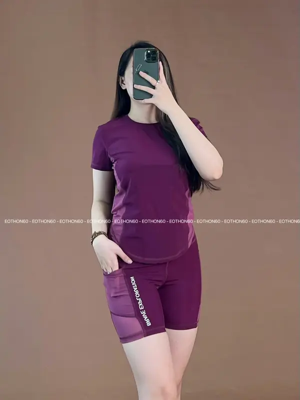 Set thể thao lỡ, áo vạt bầu form ôm chất thun co giãn cực tốt 0