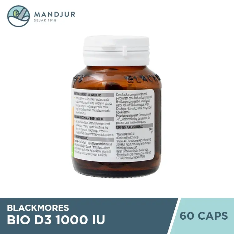 Blackmores Bio D3 1000 IU 60 Kapsul - Suplemen Vitamin D 1000 IU 2