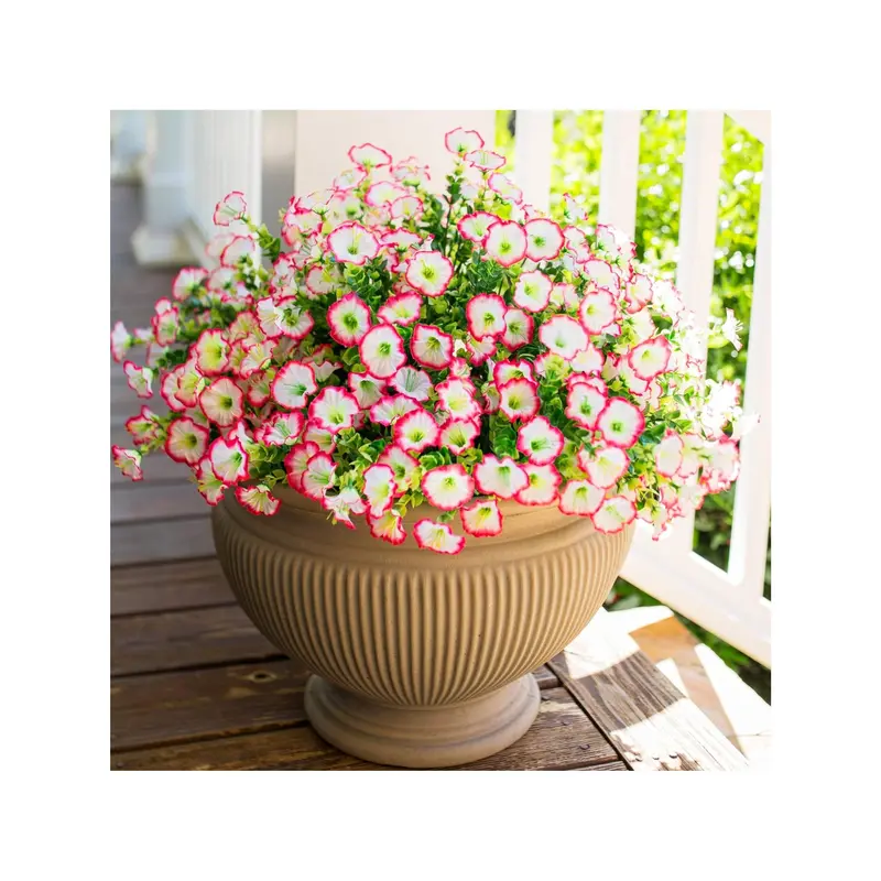 Artificial outdoor flowers and plants for spring and summer decoration, outdoor silk morning glory artificial flowers, UV resistant appearance, front door courtyard porch courtyard window balcony gifts, garden decoration, outdoor plants  Multicolor 2