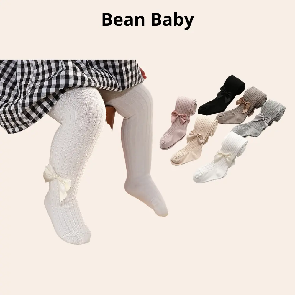 Quần tất cho bé gái Quần tất có bàn cho bé từ sơ sinh đến 6 tuổi chất len mỏng có đính nơ xinh xắn