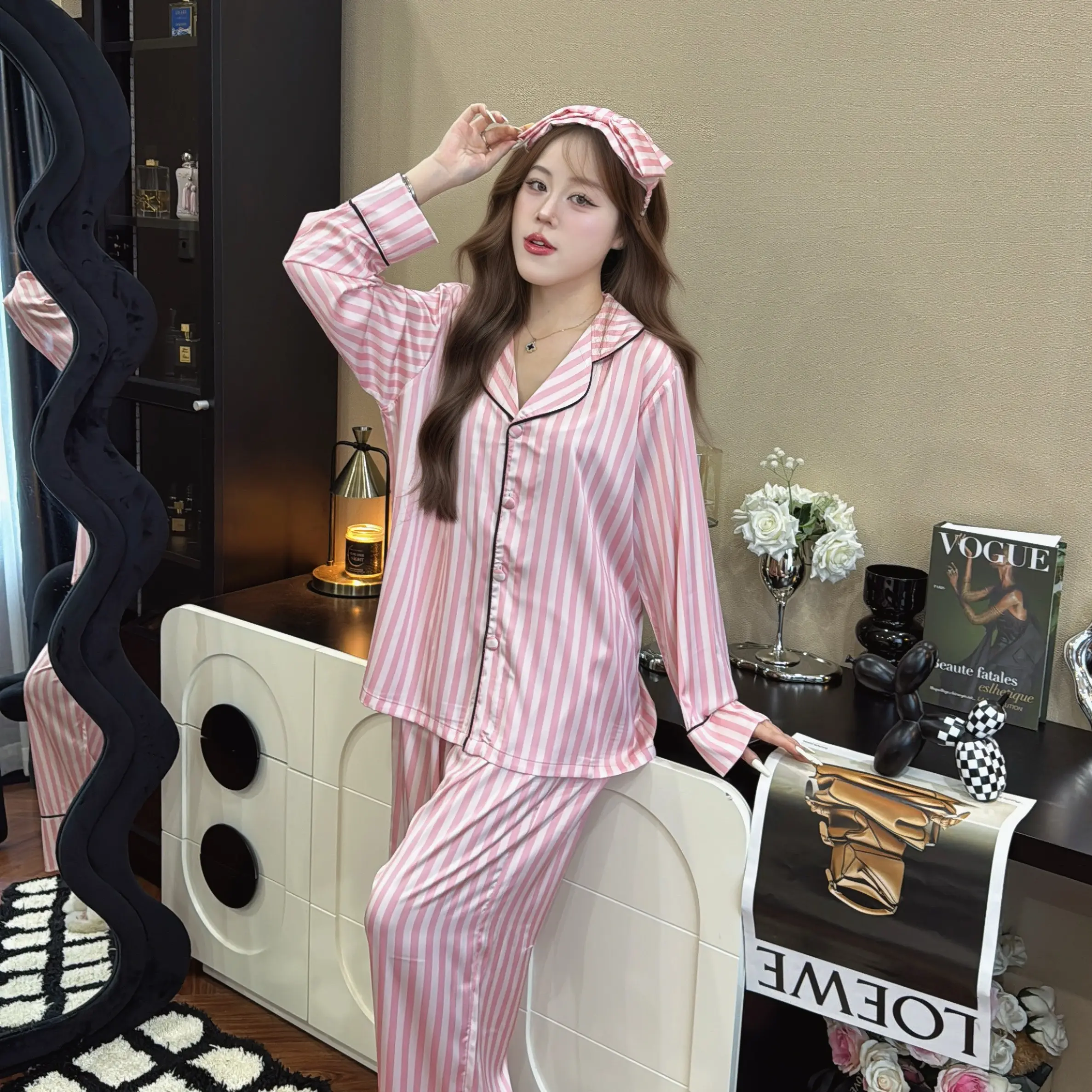 TT2 MÃ 1 Set Pijama Lụa Latin Mềm Mịn HÌNH HOẠT HOẠ  (40-75kg)